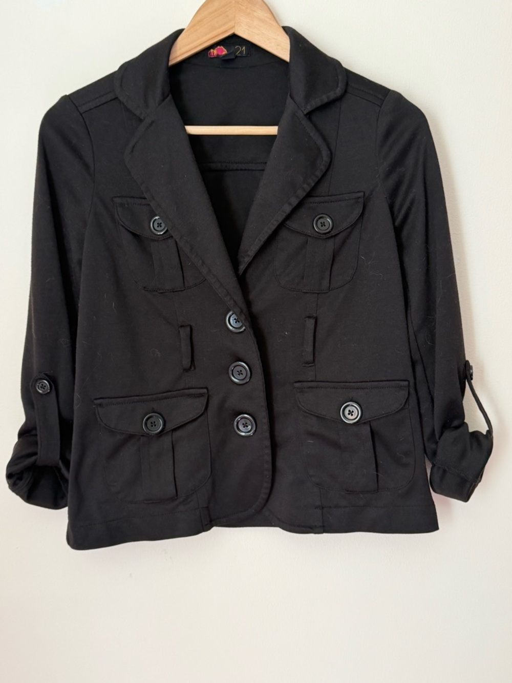 Forever 21 Black Casual Button-Front Blazer